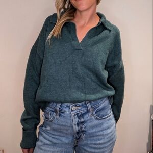 Teal Collared Tennis Sweater
